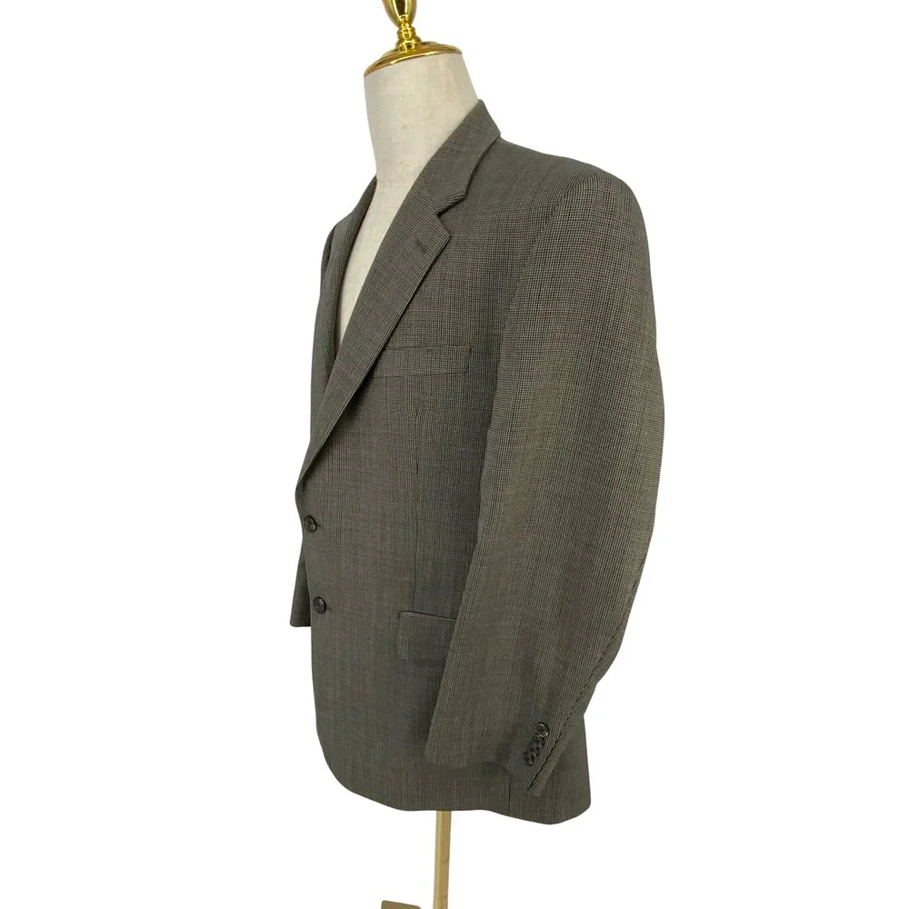 Ralph Lauren Men's Blazer Sport Coat Gray Houndstooth Two Button Size 42R‎